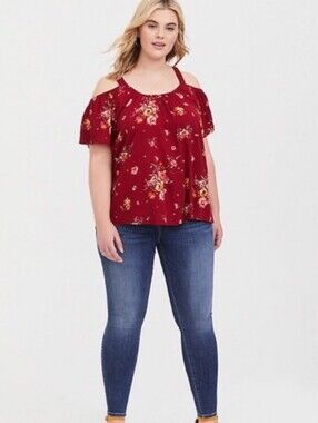 Torrid Gauze Cold Shoulder Floral Top 4 4X